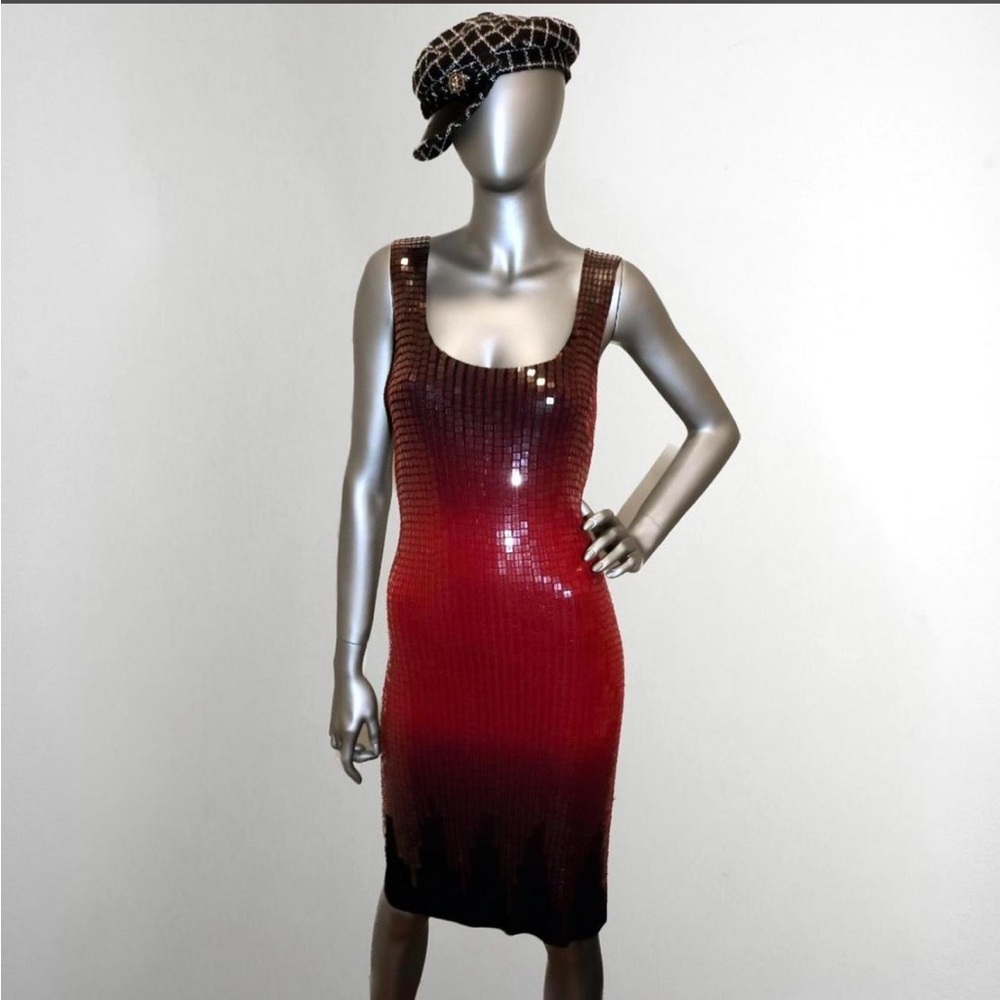 Rare Plein Sud Red Ombre Sequin Dress size 38 / 6 made in France excellent cond